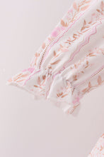 Pink floral turkey embroidery ruffle pants set - ARIA KIDS
