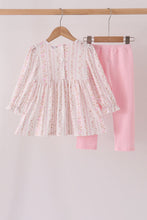 Pink floral turkey embroidery ruffle pants set - ARIA KIDS