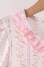 Pink floral turkey embroidery ruffle bloomer set - ARIA KIDS