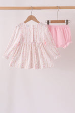 Pink floral turkey embroidery ruffle bloomer set - ARIA KIDS
