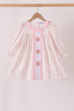 Pink floral turkey embroidery ruffle dress - ARIA KIDS