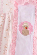 Pink floral turkey embroidery ruffle dress - ARIA KIDS