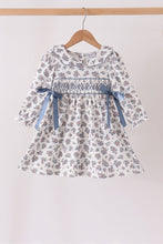 Teal floral smocked bow dress - ARIA KIDS