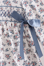 Teal floral smocked bow dress - ARIA KIDS