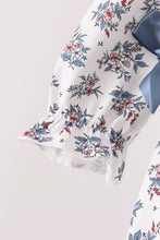 Teal floral smocked bow bubble - ARIA KIDS