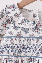 Teal floral smocked pants set - ARIA KIDS