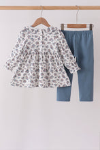 Teal floral smocked pants set - ARIA KIDS