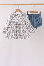 Teal floral smocked bloomer set - ARIA KIDS