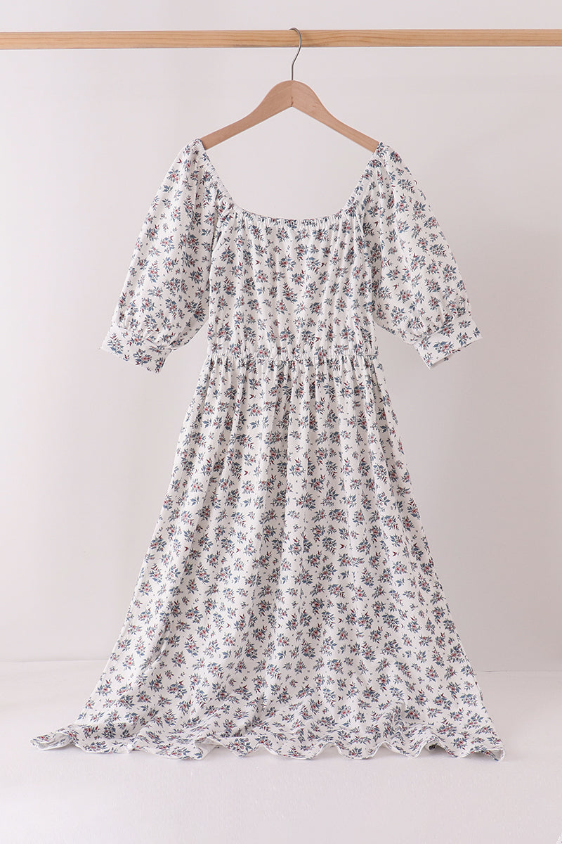 Teal floral mom dress - ARIA KIDS