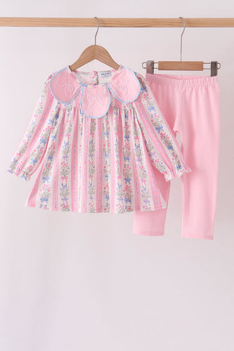 Pink Pearl Bow Floral Set - ARIA KIDS
