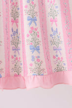 Pink Pearl Bow Floral Dress - ARIA KIDS