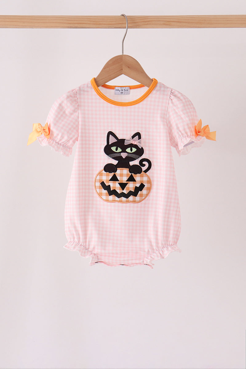Pink cats Jack-O-Lantern applique bubble - ARIA KIDS