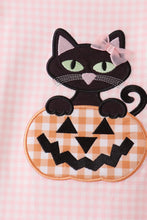 Pink cats Jack-O-Lantern applique ruffle pants set - ARIA KIDS
