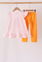 Pink cats Jack-O-Lantern applique ruffle pants set - ARIA KIDS