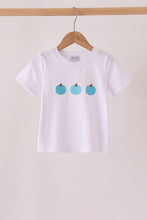 Blue pumpkin embroidery top