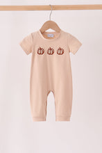 Leopard pumpkin embroidery romper