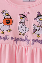 Pink goose embroidery ruffle dress