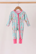 Green christmas tree bamboo zipper romper