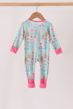 Green christmas tree bamboo zipper romper