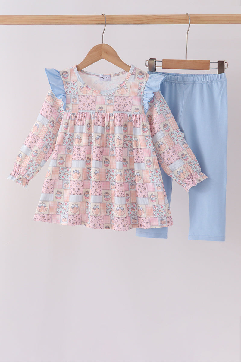 Pink pumpkin ruffle pants set - ARIA KIDS