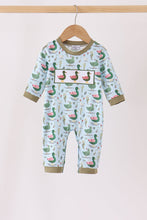 Green mallard embroidery romper