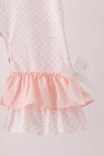 Pink santa claus dot applique ruffle romper