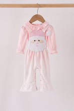 Pink santa claus dot applique ruffle 2pc set
