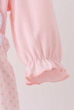 Pink santa claus dot applique ruffle 2pc set