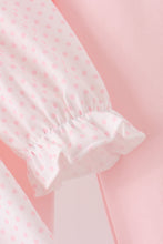 Pink santa claus dot applique ruffle pants set