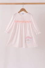 Pink santa claus dot applique ruffle dress