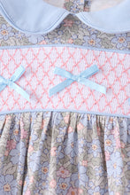 Blue Floral Bow Smocked Bloomer Set - ARIA KIDS