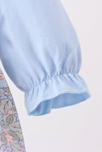 Blue Floral Bow Smocked 2pc Bubble Set - ARIA KIDS