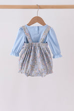 Blue Floral Bow Smocked 2pc Bubble Set - ARIA KIDS