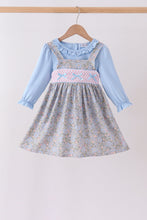Blue Floral Bow Smocked 2pc Set - ARIA KIDS