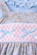 Blue Floral Bow Smocked 2pc Set - ARIA KIDS