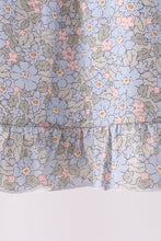 Blue Floral Bow Smocked Ruffle Dress - ARIA KIDS