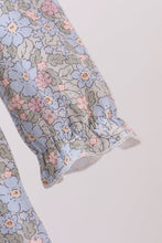 Blue Floral Bow Smocked Ruffle Dress - ARIA KIDS