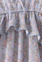 Blue Floral Ruffle Mom Dress - ARIA KIDS