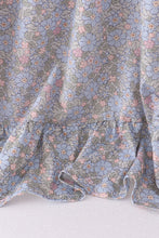 Blue Floral Ruffle Mom Dress - ARIA KIDS