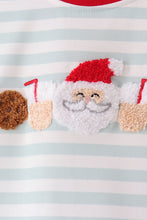 Gray stripe santa french knot jogger set - ARIA KIDS