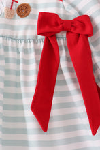 Gray stripe santa french knot ruffle pants set - ARIA KIDS
