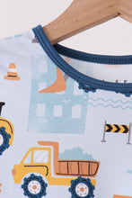Blue Construction Trucks Bamboo Pajama Set