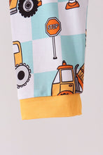 Yellow construction trucks bamboo pajama set