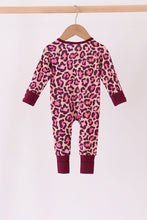 Pink leopard bamboo zipper romper
