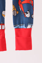 Navy tractor print bamboo romper - ARIA KIDS