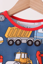 Navy tractor print bamboo pajama set - ARIA KIDS