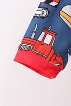 Navy tractor print bamboo pajama set - ARIA KIDS