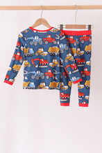 Navy tractor print bamboo pajama set - ARIA KIDS