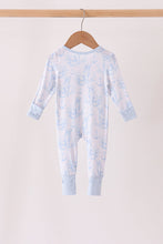 Blue dog bamboo zipper romper