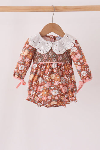 Floral Smocked Lace Bubble - ARIA KIDS